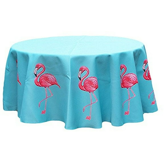 Betsy Drake TR084 58 in. Pink Flamingo Round Table Cloth