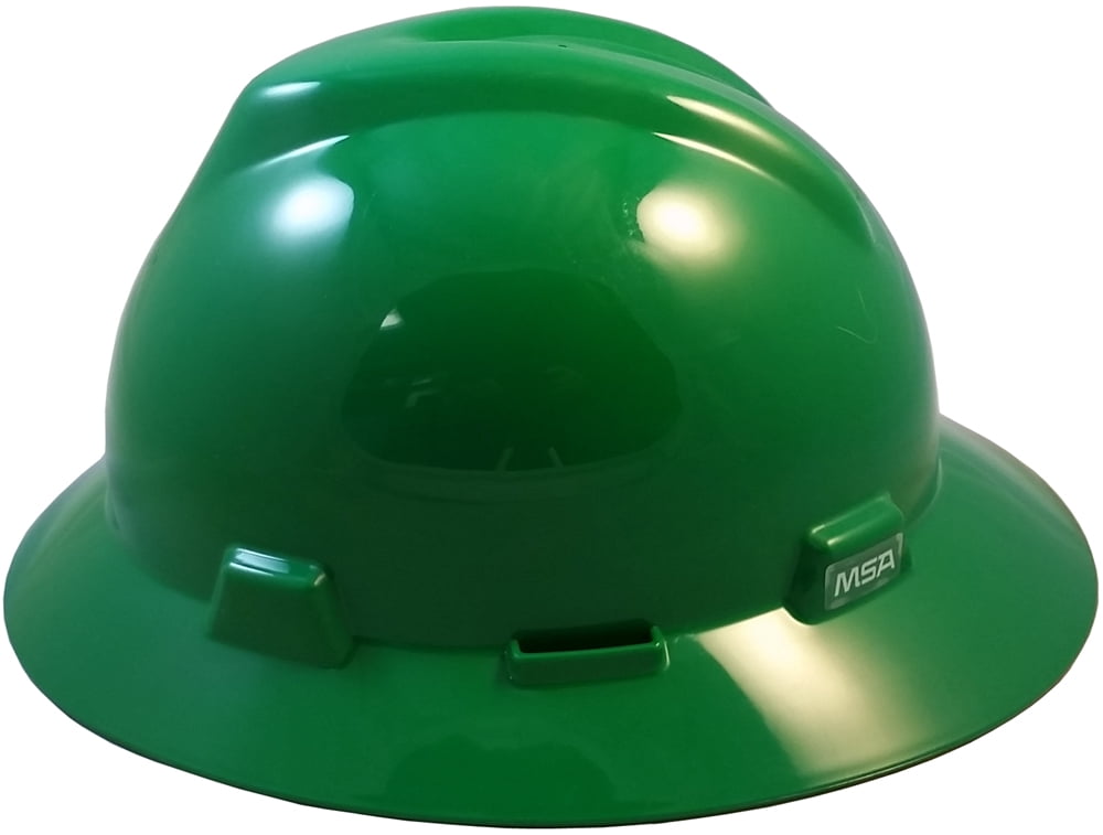 MSA V-Guard with Staz On Suspensions - Full Brim Hard Hats and Safety Tote - Green