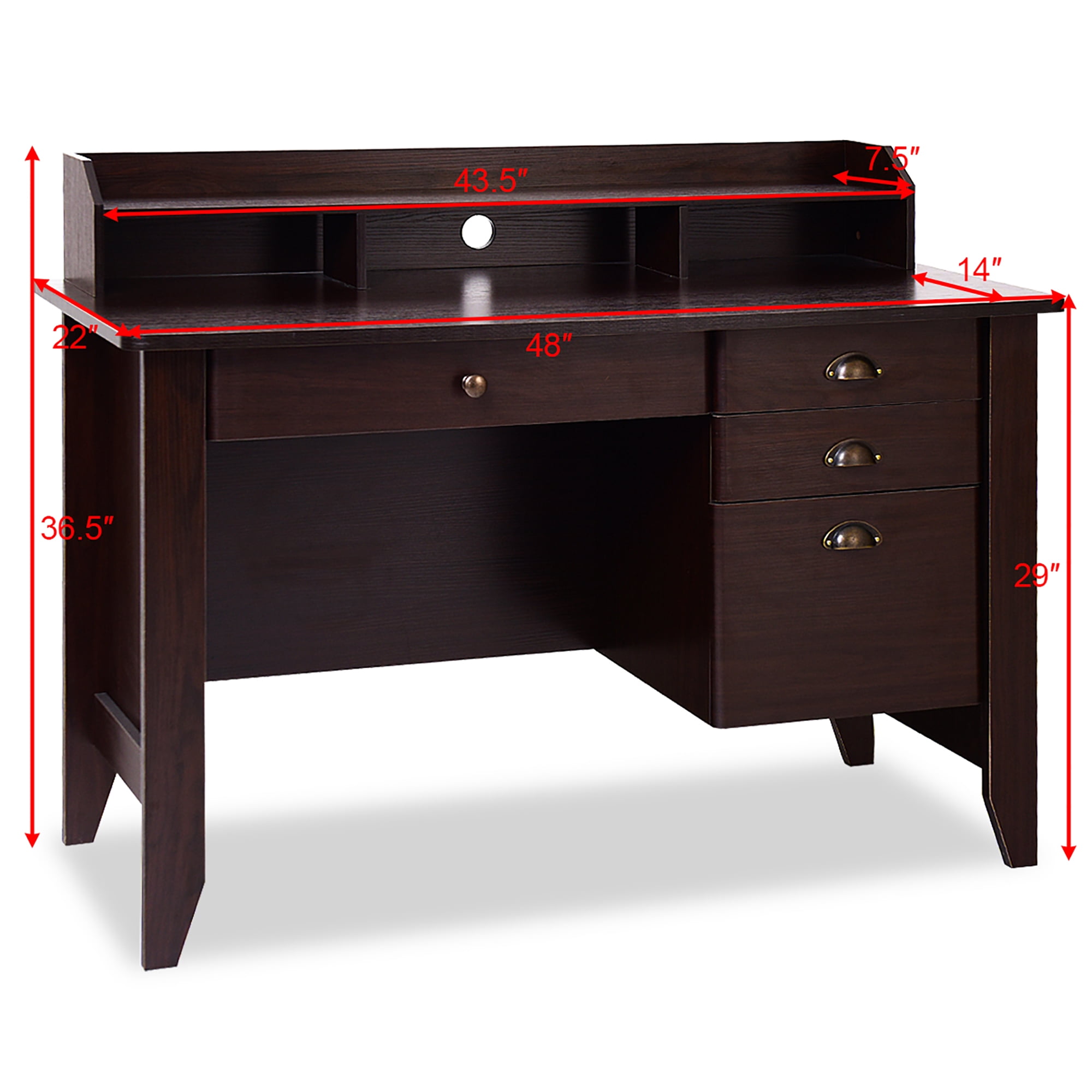 Costway Computer Desk PC Laptop Writing Table Workstation Student Study Furniture Brown
