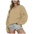 thumbnail image 1 of WEAIXIMIUNG Sweatshirt Women Plus Size Solid Color V Neck Long Sleeved Hoodless Sweatshirt for Women, 1 of 5