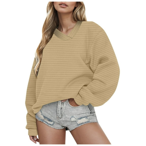 Women Blouses Yoga Top Pack Long Sleeve Pullover Women Soft Lightweight Sweatshirts Sweater Hoodie Top 3 Tunic Length Sweaters Woolly Threads Sweatshirt Scrub Tops Long Sleeve Sweatshirt Khaki 2XL
