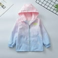 thumbnail image 5 of Little Girls Gradient Color Rain Jackets Lightweight Windproof Hoodie Jacket Kids Waterproof Windbreaker 4-14 Years, 5 of 7