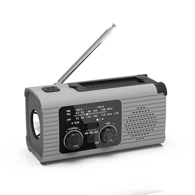 Radio meteorológica solar: 4000 mAh solar y manivela, AM/FM, ¡linterna LED!
