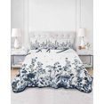 thumbnail image 3 of Blue Botanical Full Size Down Alternative Comforter, Lightweight Comforter Quilt Bedding Set with Pillow Shams Dragonfly Flower Leaf Retro Ink Style All Seasons Bed Comforter Duvet Insert 78"x90", 3 of 7