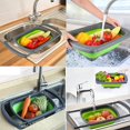 thumbnail image 4 of Colander es plegable, con diseño de enchufe giratorio, cesta de drenaje de lavabo plegable, fregadero de verduras/frutas con mango retráctil, Ba de drenaje plegable para cocina Feliz Sencillez, 4 of 5