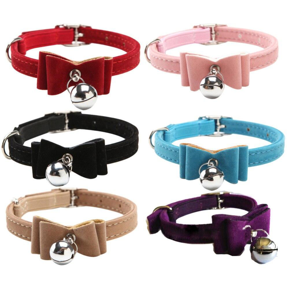 Knit Bowknot PU Leather Dog Puppy Pet Cat Collars Cute for Small Dogs Necklace
