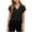 Black, variant on V-Neck Double Ruffle Flutter Sleeve Blouse Women's Casual Cotton Spandex Summer Everyday Top