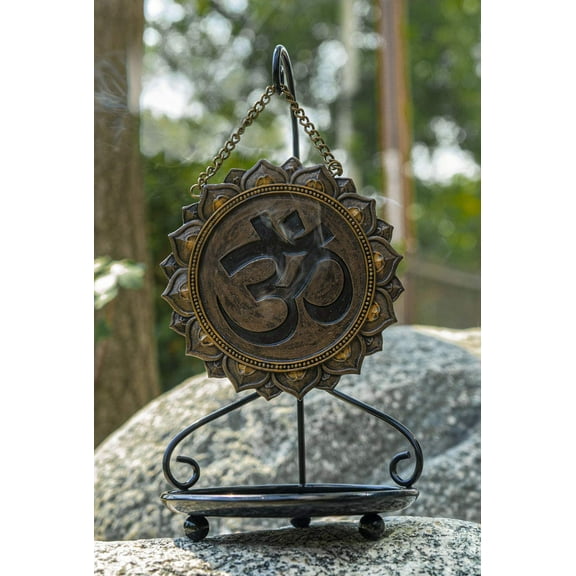 Ebros Buddhism Mandala Ohm Symbol Medallion Disk Backflow Incense Cone Holder