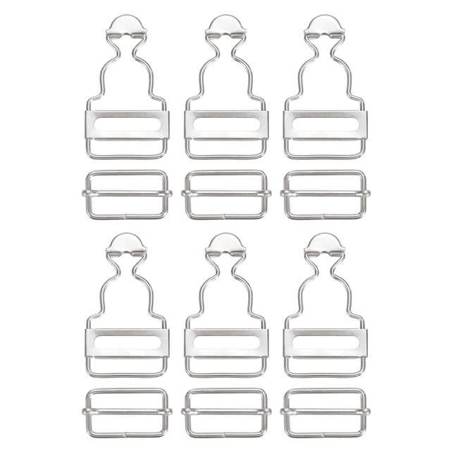 Unique Bargains Overall Buckles 6 Sets Metal Suspender Replacement Buckles 25mm Silver Tone