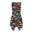 thumbnail image 6 of HELLHERO Sleeveless Round Neck Sundress, Colorful Fish Pattern Irregular Hem Ladies Irregular Hem Casual Dress, Side Pockets Summer Sleeveless Dress for Party, 6 of 8