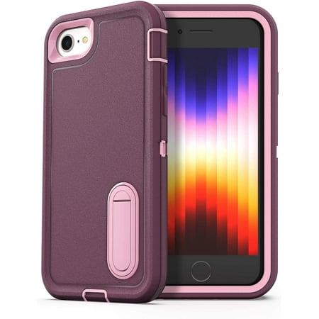 ULAK iPhone SE 2022 2020 Case & iPhone 8 7 6 Case with Kickstand for Kids Boys Girls, Sturdy Shockproof Phone Case for Apple iPhone 7/ 8/ 6/ 6S/ SE 2nd 3rd Generation, Purple