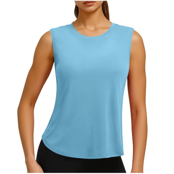 YUGYXL Women's Sleeveless Workout Tops Breathable Lightweight Active Tennis Yoga Shirts Athletic Running Tank Tops for Women Blue XXL