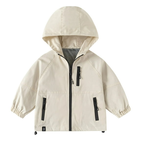 Byoo Toddler Boys Windbreaker Jacket for Kids Solid Lightweight Hooded Zipper Raincoat Outdoor Aactive Coat
