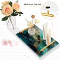 thumbnail image 4 of Iauyy Modern Square Bathroom Tray with Handles - Acrylic & Aluminum Alloy Vanity Countertop Organizer ，Greenish-blue, 4 of 7