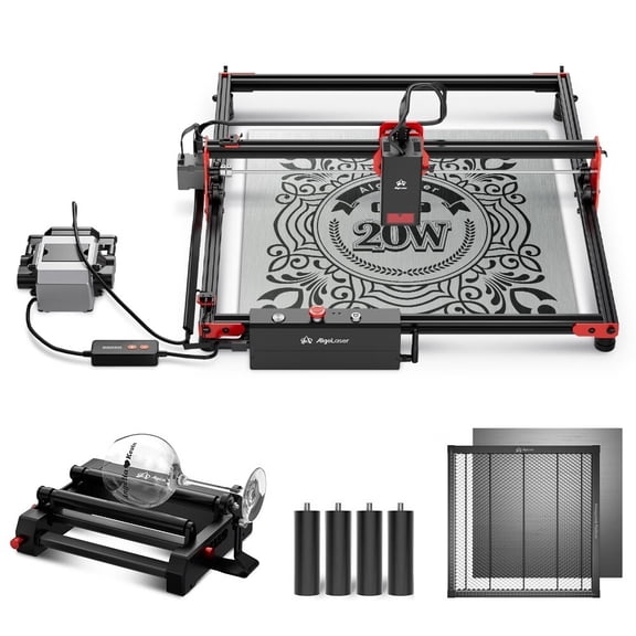 Algo DIY KIT 20W Engraver with Air Assist Pump, Honeycomb Panel and Rotary, App Control 12000mm/min Speed, High Accuracy Engraving and Cutting Machine for DIY Wood and Metal