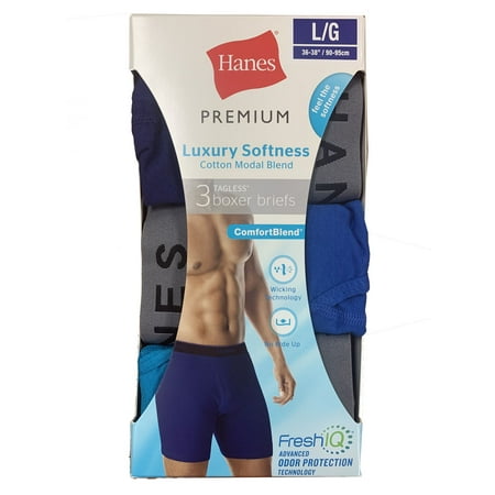 UPC 617914066567 product image for Hanes Men's Premium FreshIQ Tagless Boxer Brief - 3 Pack, Large | upcitemdb.com