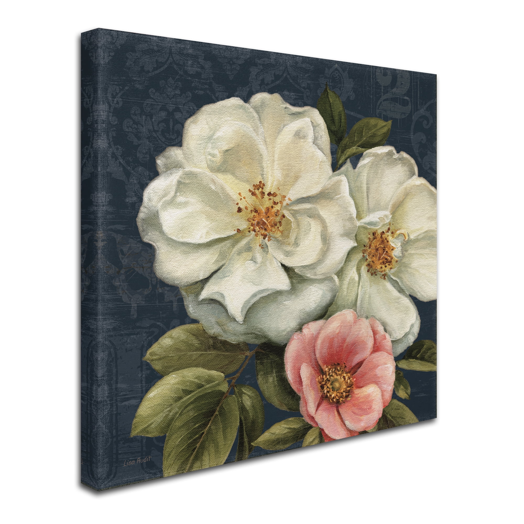 Trademark Fine Art 'Floral Damask III on Indigo' Canvas Art by Lisa Audit
