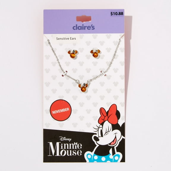 Claire's Disney Licence Minni Mouse Collier en Pierre Précieuse et Boucles d'Oreilles Assorties pour Scorpio