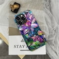 thumbnail image 7 of Punmada Compatible with iPhone 13 Pro Max Glossy Case For Girl Boy Full Body Protective Hard Shell Esthetics Pattern Lotus Flower Colorful Stained Glass Design, 7 of 7