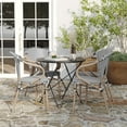 thumbnail image 3 of Merrick Lane Set of Four Stacking Thonet French Bistro Style Chair with Arms, Black & White Textilene Seat, and Bamboo Metal Frame for Indoor/Outdoor Use, 3 of 16