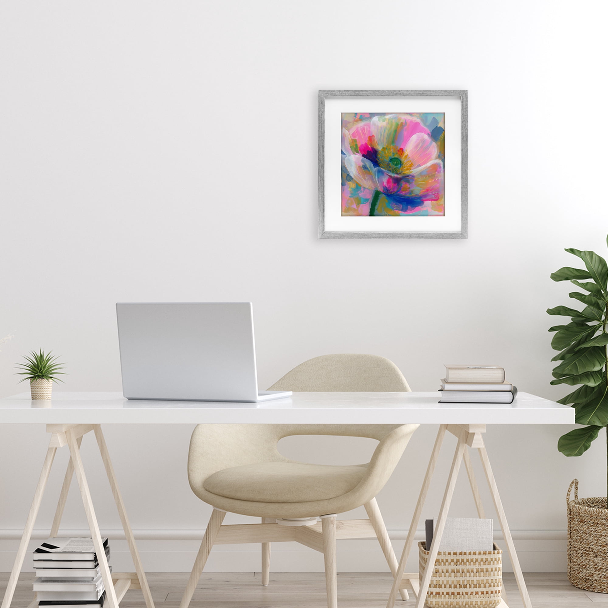 Stupell Industries Backlit Kaleidoscopic Poppy Gray Framed Print Under Glass, design by Chromatic Storm Studio