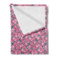 thumbnail image 2 of Floral Soft Flannel Fleece Throw Blanket, Abstract Pink Flower Blossoms Swirl Tendrils Peonies Print, Cozy Plush for Indoor and Outdoor Use, 70" x 90", Teal Pink Magenta, by Ambesonne, 2 of 5