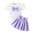 thumbnail image 7 of Delliss Toddler Girls Fashion Clothes Set Puff Short Sleeve Knit Tops+Mini Button Skirts Dress Set Summer Outfit, 7 of 7