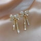 thumbnail image 3 of Pendientes de plata con lazo y aguja para mujer, pendientes de perlas para mujer con pendientes 925, 3 of 8
