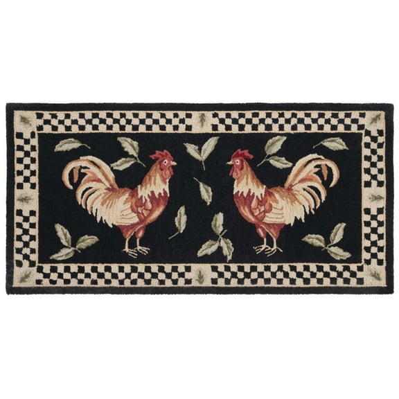 SAFAVIEH Vintage Poster Aubrey Animal Wool Area Rug, Black/Ivory, 2'6" x 4'6"