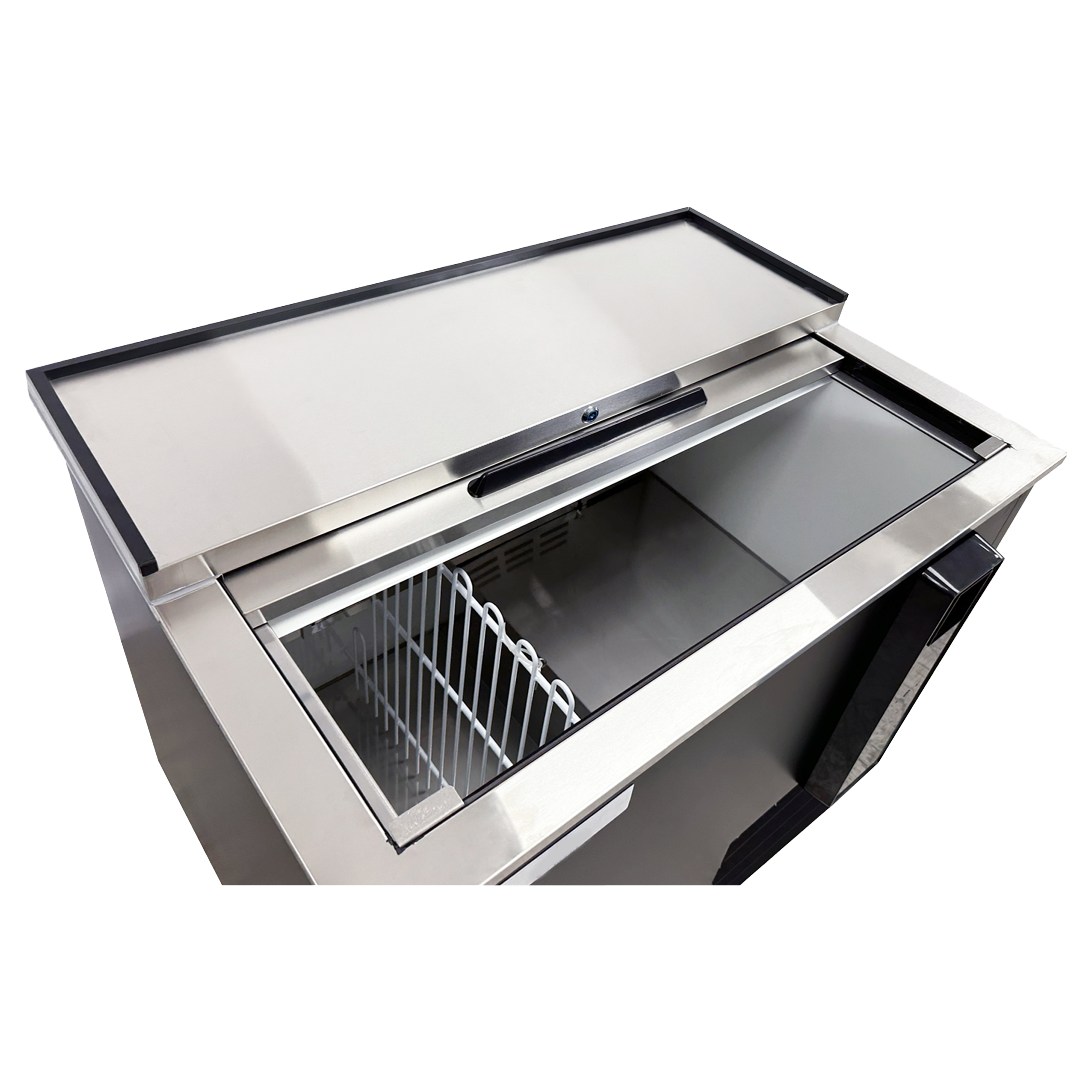 36 in. Horizontal Bottle Cooler Deep Well, Commerical Beer Bottle Refrigerator Stainless Steel Top Lid