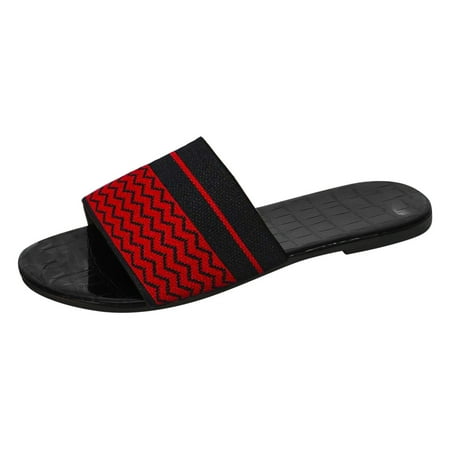 

Rdeuod Flip Flops For Women Women S Stripe Casual Vacation Open Toe Flat Beach Sandals Slippers