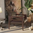 thumbnail image 5 of Mid Century Accent Chair, Oversized Upholstered Armchair, PU Leather Hollow Solid Wood Legs, Rustic Singel Sofa Chair 30.7'' W for Living Room, Bedroom, Reading Room, Office, Lounge, Espresso, 5 of 9