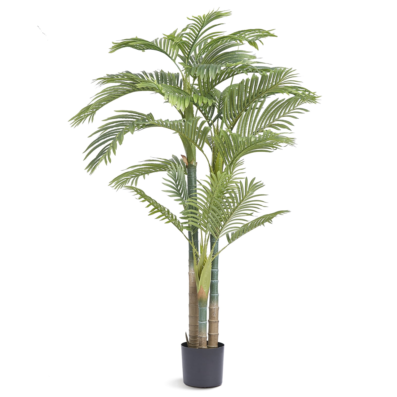 VEVOR 6.5 ft Artificial Gold Cane Palm Tree Green Faux Lifelike Fake Plant Decor