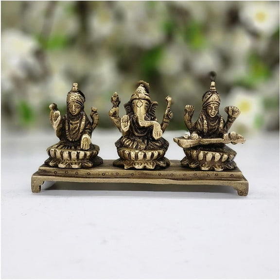 Lord Ganesha Statue Goddess Saraswati Statue Goddess Lakshmi Statue Hindu God Goddess Idols Laxmi Ganesh Saraswati Figurine Indian Handcrafted Temple Decor Indian Diwali Puja Decor - AtoZ India Cart
