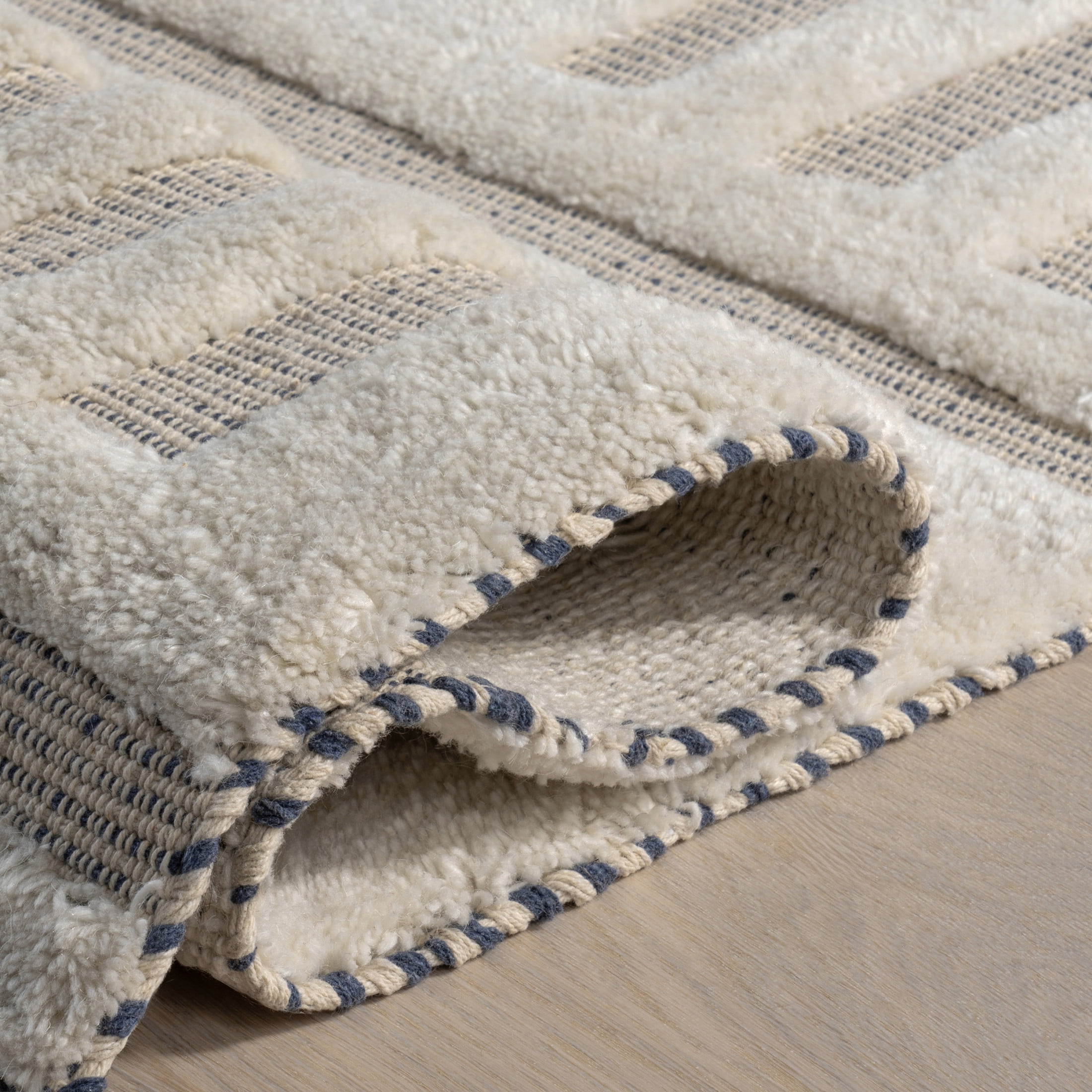 Rugs USA Merrick Tasseled Cotton and Wool Area Rug, 8' 6" x 11' 6", Merrick Blue