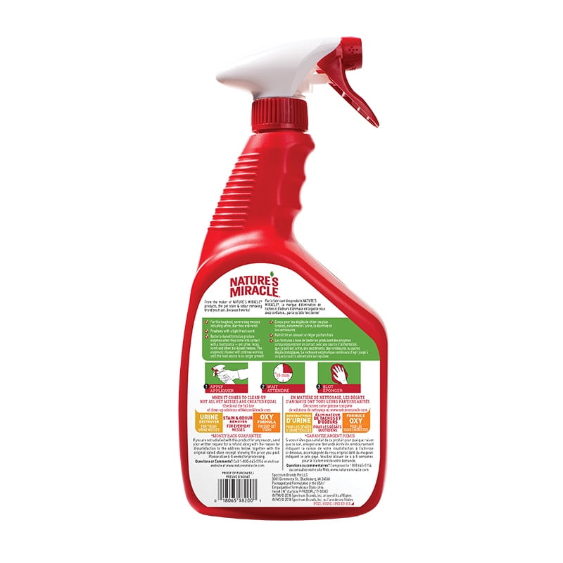 Nature’s Miracle Advanced Stain and Odor Eliminator Dog, 32 Ounces, Spray, Fresh Scent, Severe Mess Enzymatic Formula For Tough Pet Messes