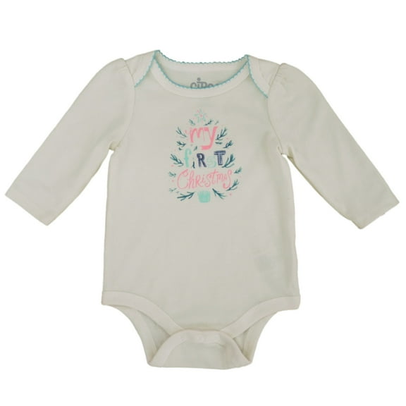 Infant Girls White My First Christmas Long Sleeve Bodysuit 3-6m