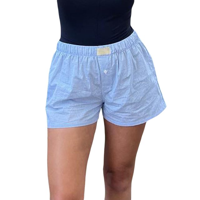 Honganda Women’s Button Front Plaid Shorts Lounge Shorts Bottoms Boxer Shorts