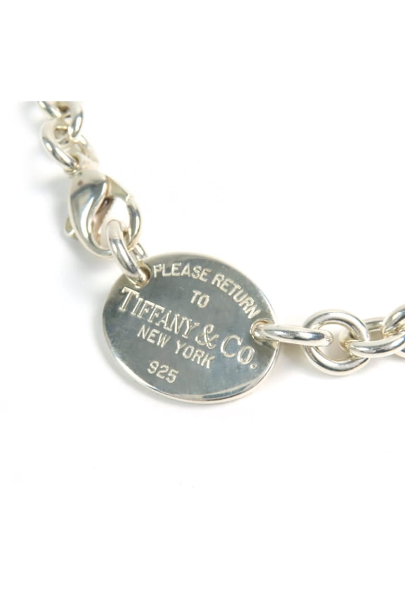 Pre-Owned TIFFANY & Co. Return to Tiffany Oval Tag Choker Necklace, 925 Sterling... (Good)