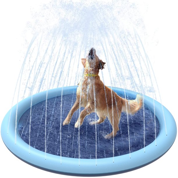 Muyoka Almohadilla rociadora para mascotas de 66,9 pulgadas, rociador antideslizante para piscina de perros, almohadilla rociadora de agua plegable para verano, alfombrilla de agua para jugar, juguete Muyoka Hogar