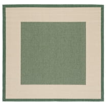 SAFAVIEH Courtyard Justine Bordered Indoor/Outdoor Area Rug, Beige/Dark Green, 4' x 4' Square