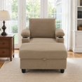 thumbnail image 2 of Lunale Accent Chair with Storage Ottoman & Adjustable Backrest, Chaise Lounge Chair Indoor with USB, Living Room Reading Armchair, Camel, 2 of 10