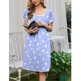 thumbnail image 2 of Ekouaer Moo Moos for Women Short Sleeve House Dresses with Pockets Pleated Mumu Dress Soft Nightgowns, 2 of 6