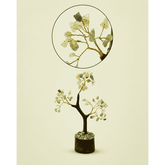 Natural Green Crystal Money Tree – Handmade Gemstone Bonsai Tree for Home Décor, Office Desk, Feng Shui, Wealth & Good Luck Gift, Decorative Healing Crystal Tree