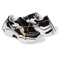 thumbnail image 4 of LUCKY STEP Fashion Colorblock Chunky Sneakers Retro Dad Walking Shoes,Black/White,Womens, 4 of 5