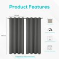 thumbnail image 2 of White Classic [2-Panels] Cozlo Blackout Curtains for Bedroom with Grommet Black Out Room Darkening Window Curtains Thermal Insulated Drapes (52x84 inch, Grey), 2 of 5