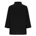 thumbnail image 5 of Hvyesh Cotton Linen Shirt for Women V Neck Solid Color Tuni Tops Summer Lapel Shirts for Women Work Blouses Tee, 5 of 6