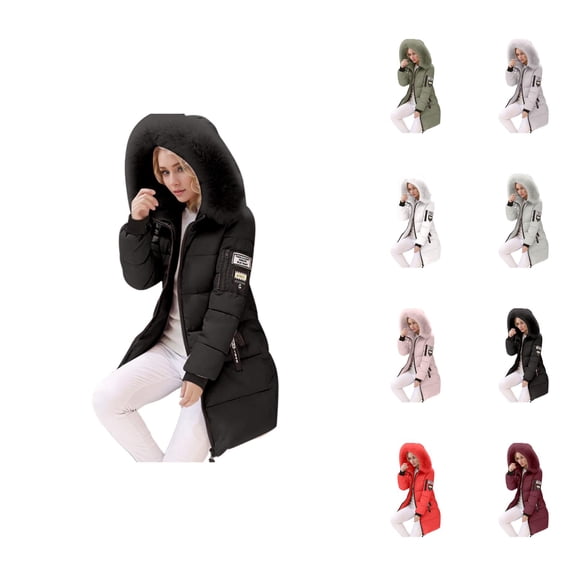 Womens Puffer Jacket 2026 Trendy Long Sleeve Slim Fit Mid Length Full Zip Up Thick Warm Winter Coats with Pockets