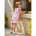 thumbnail image 6 of BemeyourBBs Little Toddler Baby Girls Summer Clothes 2 Piece Cherry Outfits Cherry Print Flying Sleeve Round Neck Shirt Tops and Ruffle Shorts Set, 6 of 9