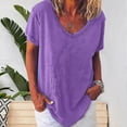 thumbnail image 5 of KZKR Plus Size Tops for Women Blouse Shirts Solid Short Sleeve V-Neck Pullover Tops Tee, 5 of 5